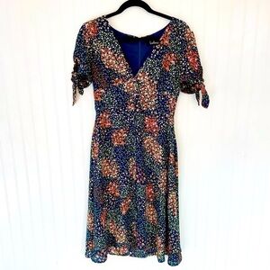 Lulus Austyn Navy Blue Floral Print Tie-Sleeve Midi Dress - Small